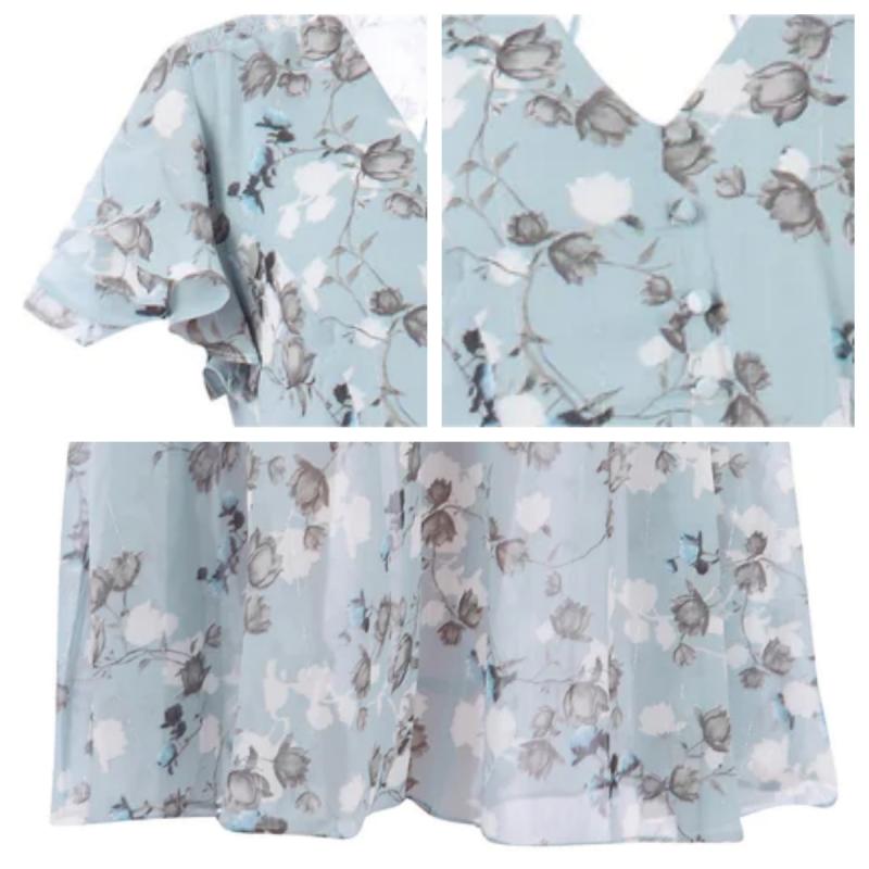 Hinae | Bloemen dames maxi jurk – Zomerse zwierige jurk met korte mouwen