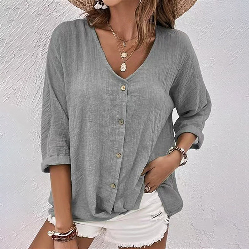 Renira | Stijlvol T-shirt met V-hals voor dames – casual, comfortabel en trendy
