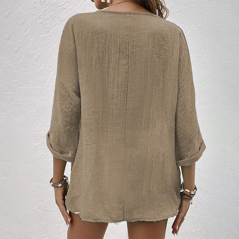Renira | Stijlvol T-shirt met V-hals voor dames – casual, comfortabel en trendy
