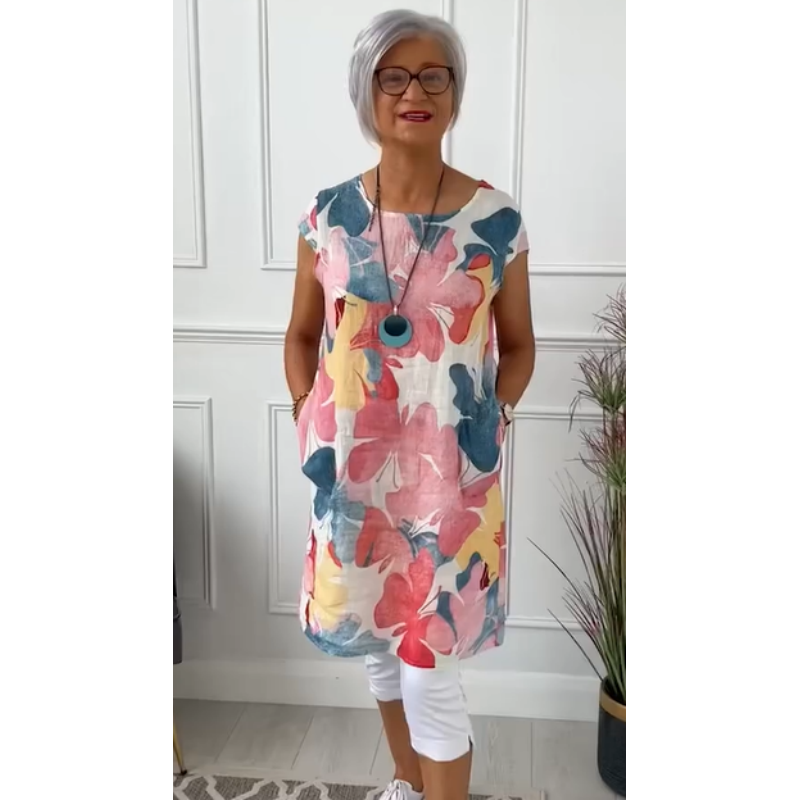 Arloria | Bloemen Mini Jurk voor Dames – Casual Zomerjurk met Korte Mouwen