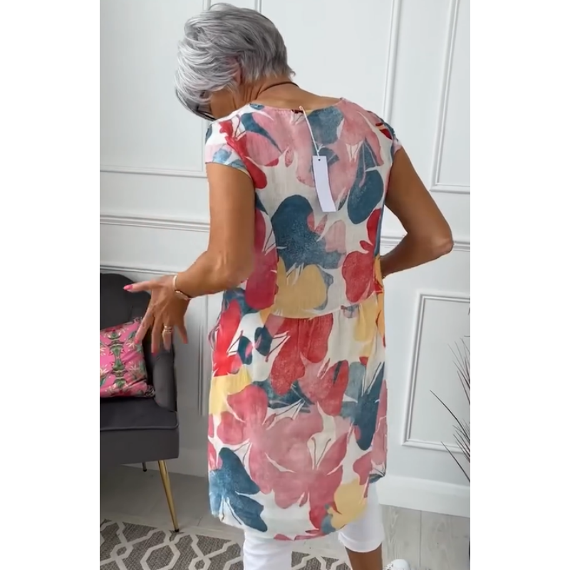 Arloria | Bloemen Mini Jurk voor Dames – Casual Zomerjurk met Korte Mouwen