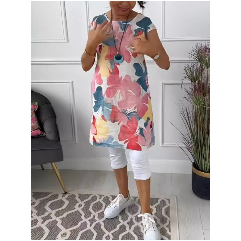 Arloria | Bloemen Mini Jurk voor Dames – Casual Zomerjurk met Korte Mouwen