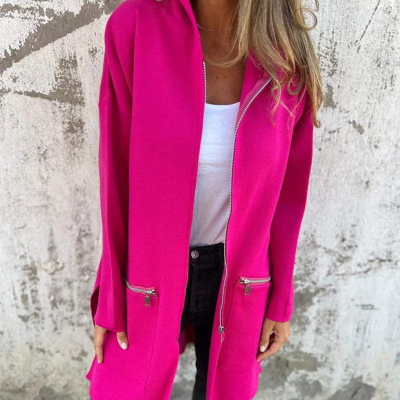 Inyssa | Hoodie met ritssluiting – Lichtgewicht casual lange hoodie, volledige ritssluiting, zakken