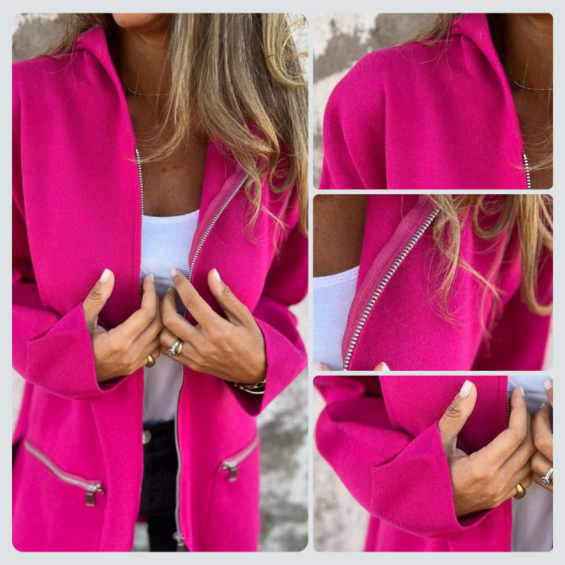 Inyssa | Hoodie met ritssluiting – Lichtgewicht casual lange hoodie, volledige ritssluiting, zakken