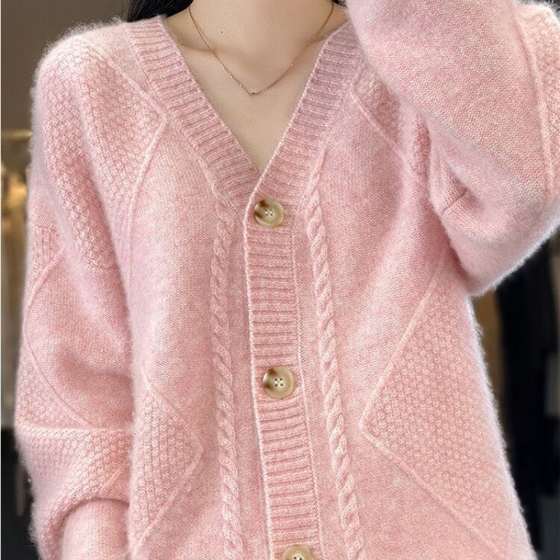 Béatrice | Cardigan confortable pour femme en imitation cachemire avec boutons – Pull oversize décontracté pour l'automne/hiver