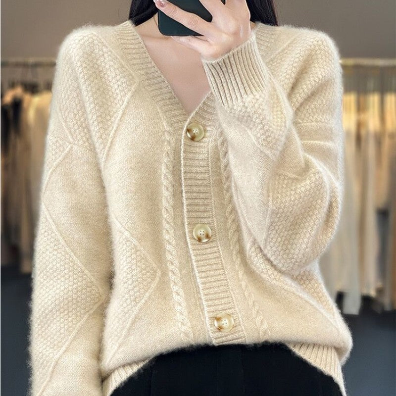 Béatrice | Cardigan confortable pour femme en imitation cachemire avec boutons – Pull oversize décontracté pour l'automne/hiver