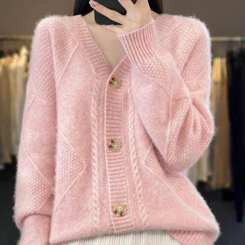 Béatrice | Cardigan confortable pour femme en imitation cachemire avec boutons – Pull oversize décontracté pour l'automne/hiver