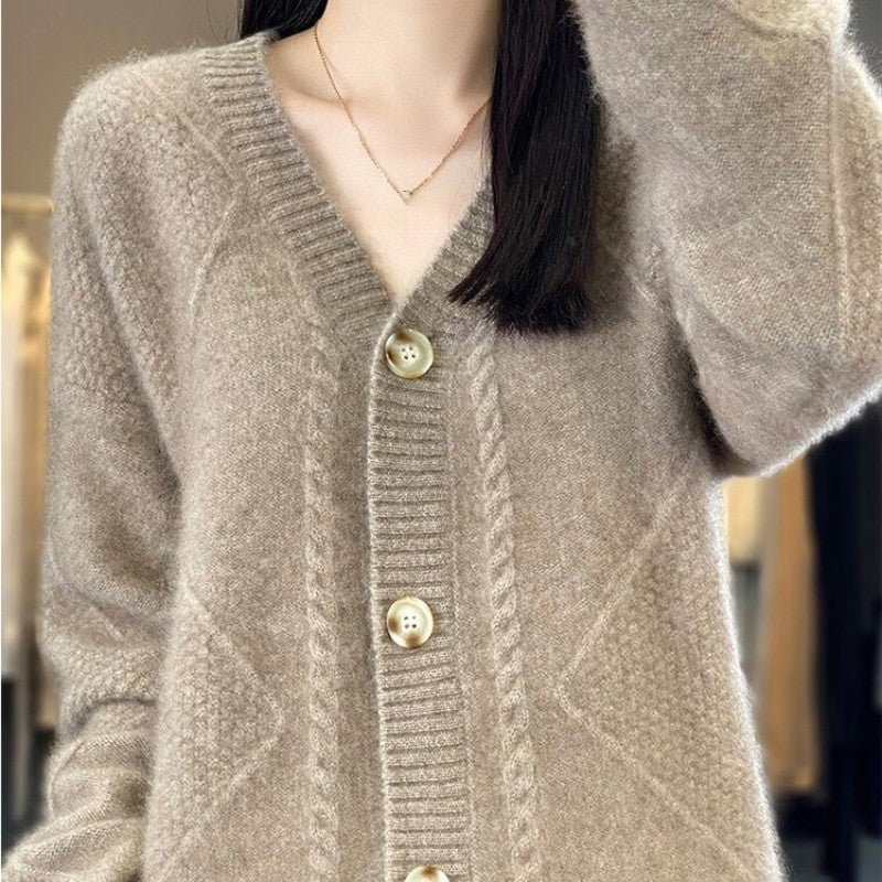 Béatrice | Cardigan confortable pour femme en imitation cachemire avec boutons – Pull oversize décontracté pour l'automne/hiver