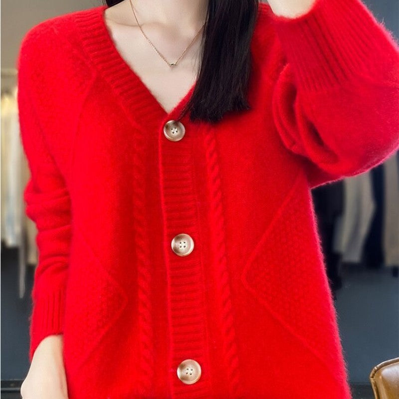 Beatrice | Bequeme Damenstrickjacke aus Kaschmirimitat mit Knöpfen – Lässiger Oversize-Pullover für Herbst/Winter
