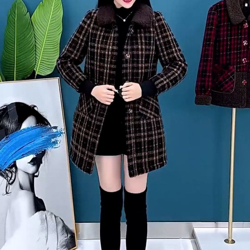 Marenella | Manteau d'hiver épais mi-long pour femme – Veste polaire chaude avec revers, fermeture boutonnée et poches