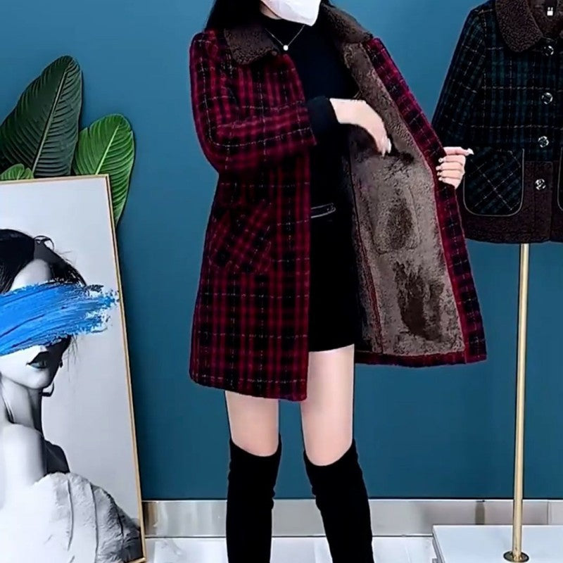 Marenella | Manteau d'hiver épais mi-long pour femme – Veste polaire chaude avec revers, fermeture boutonnée et poches