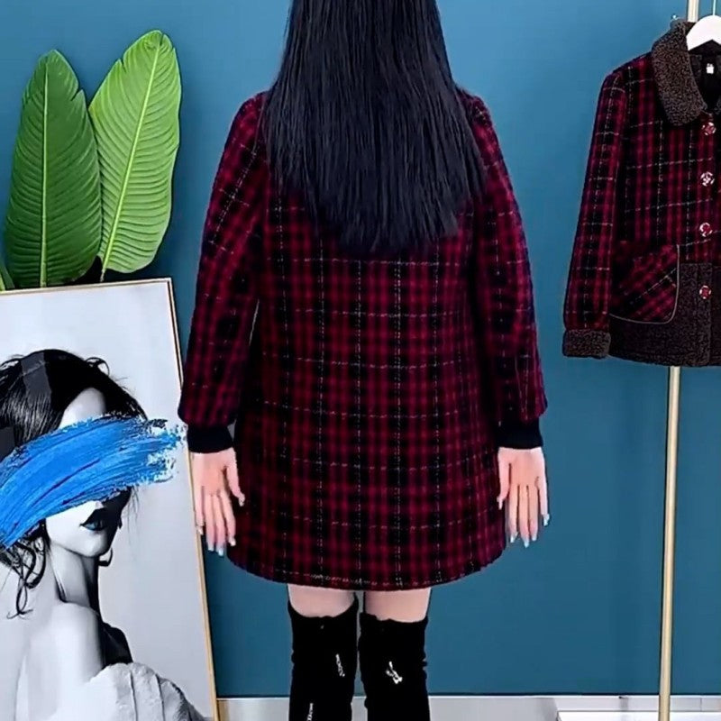 Marenella | Manteau d'hiver épais mi-long pour femme – Veste polaire chaude avec revers, fermeture boutonnée et poches