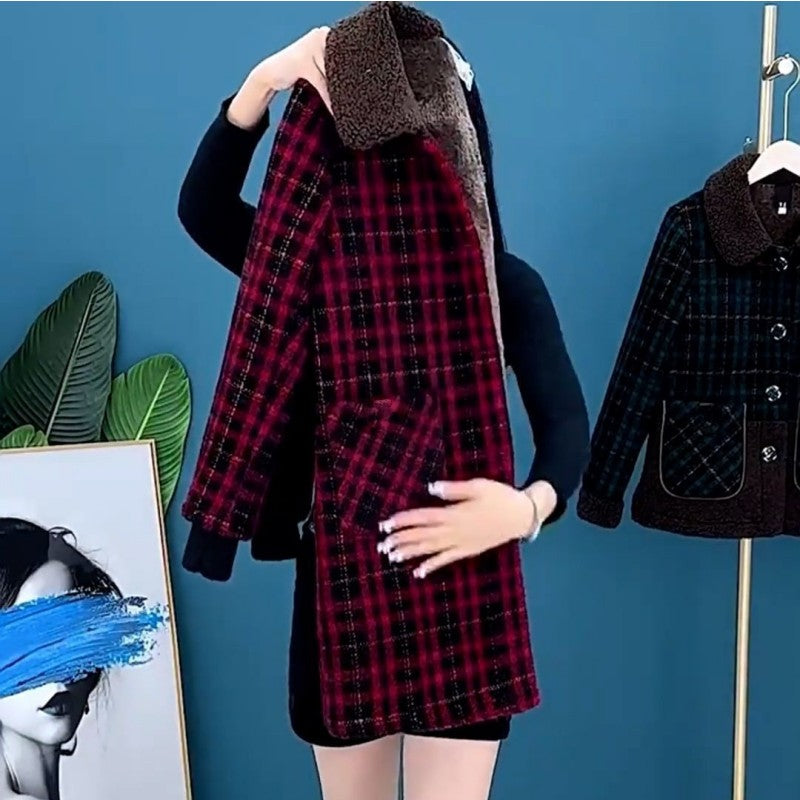 Marenella | Manteau d'hiver épais mi-long pour femme – Veste polaire chaude avec revers, fermeture boutonnée et poches