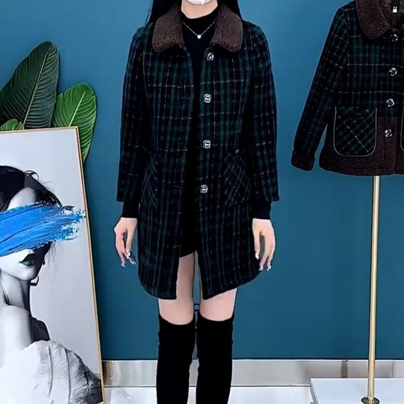 Marenella | Manteau d'hiver épais mi-long pour femme – Veste polaire chaude avec revers, fermeture boutonnée et poches