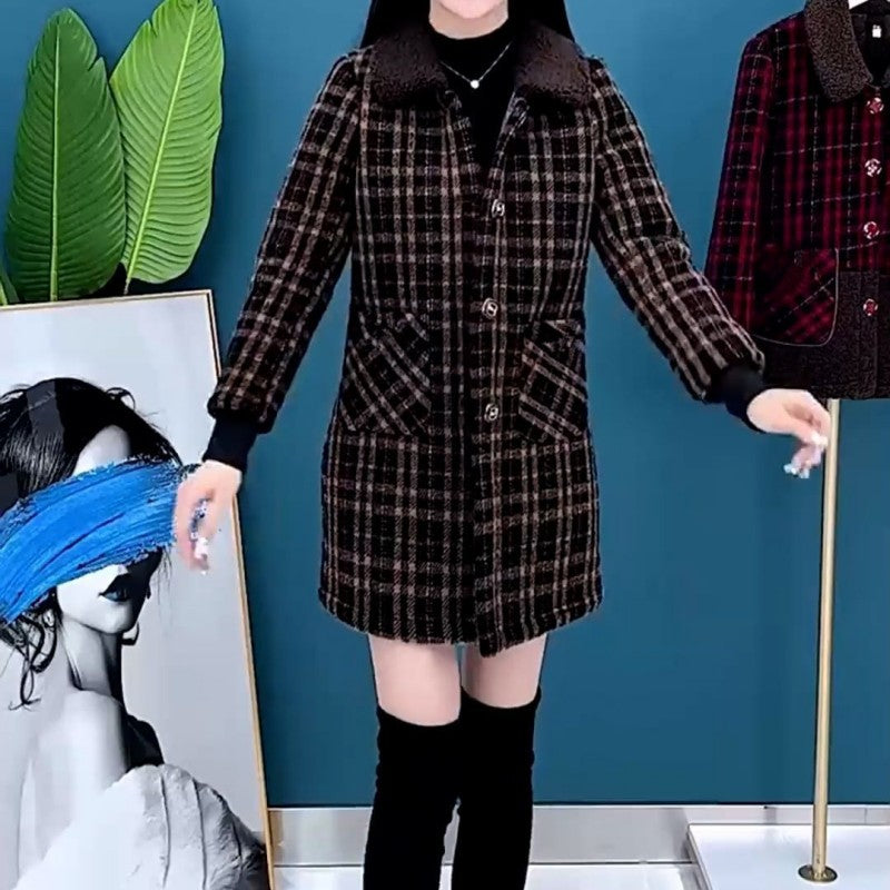 Marenella | Manteau d'hiver épais mi-long pour femme – Veste polaire chaude avec revers, fermeture boutonnée et poches