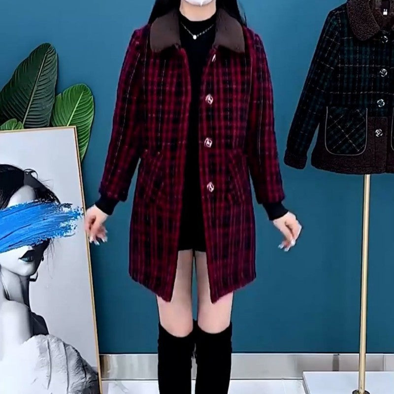 Marenella | Manteau d'hiver épais mi-long pour femme – Veste polaire chaude avec revers, fermeture boutonnée et poches