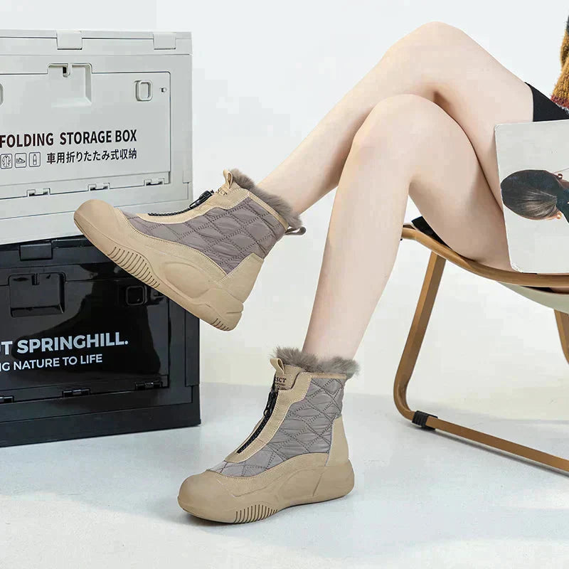 FrostElla | Waterdichte snowboots, gevoerd met imitatiebont, antislip winter- en outdoor warme enkellaarzen