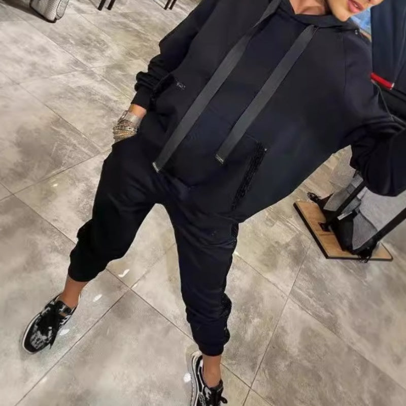 Norra | 2-delige set voor dames – Top met capuchon en trekkoord & slim fit broek voor casual en loungewear