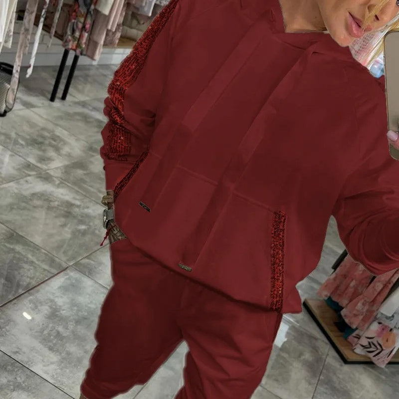 Norra | 2-delige set voor dames – Top met capuchon en trekkoord & slim fit broek voor casual en loungewear