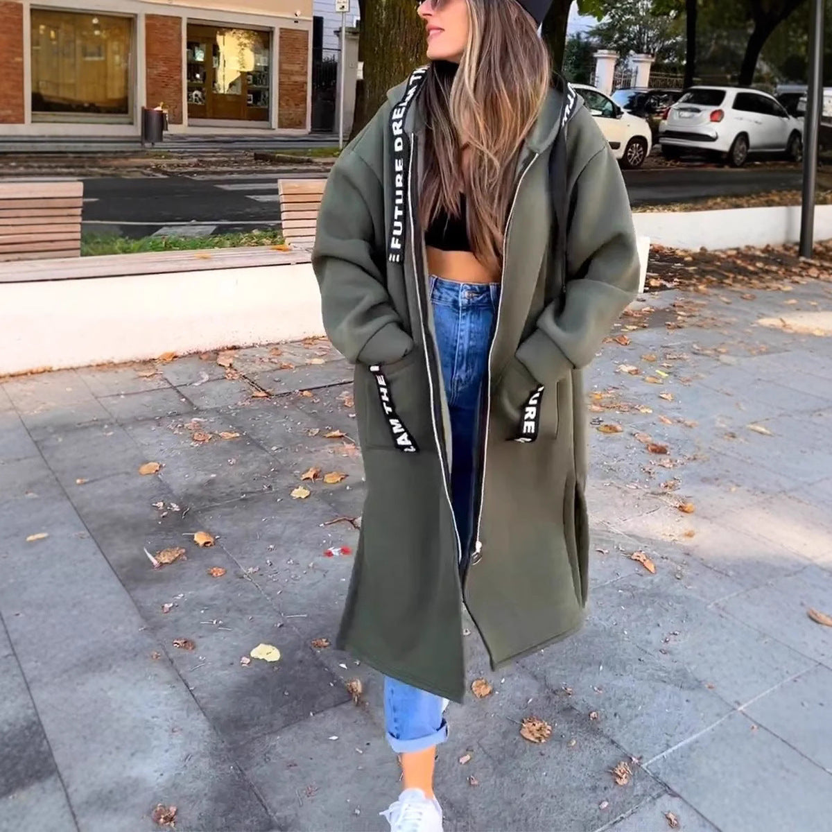 Jaslene | Manteau long à capuche pour femme – Vêtement d'extérieur décontracté, chaud, léger et confortable