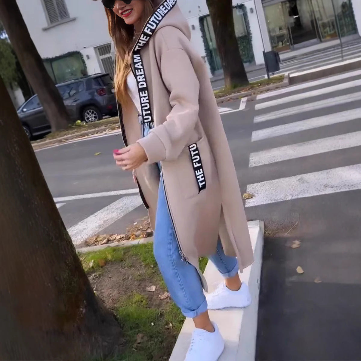 Jaslene | Manteau long à capuche pour femme – Vêtement d'extérieur décontracté, chaud, léger et confortable