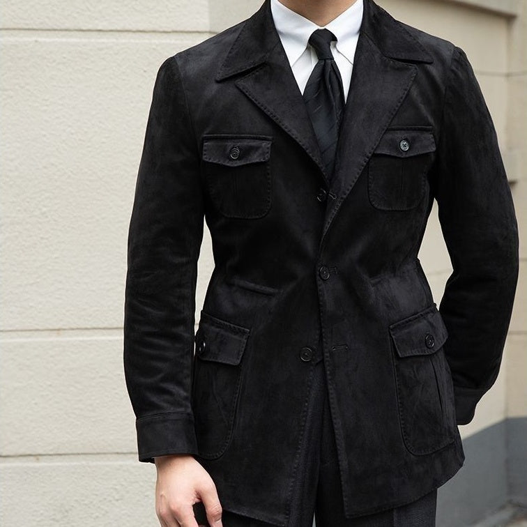 Auren | Herrenblazer aus Kunstleder mit Taschen – taillierte Passform, Business Casual