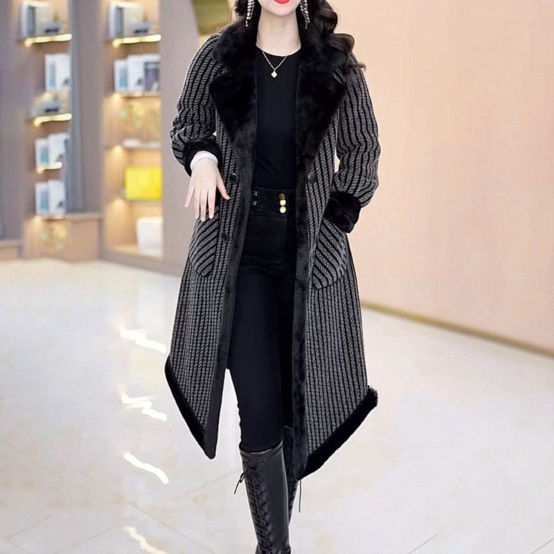 Faerla | Veste pour femme à double boutonnage et doublure polaire douce – Élégant manteau d'hiver mi-long