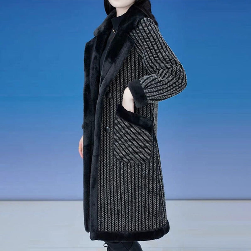 Faerla | Veste pour femme à double boutonnage et doublure polaire douce – Élégant manteau d'hiver mi-long