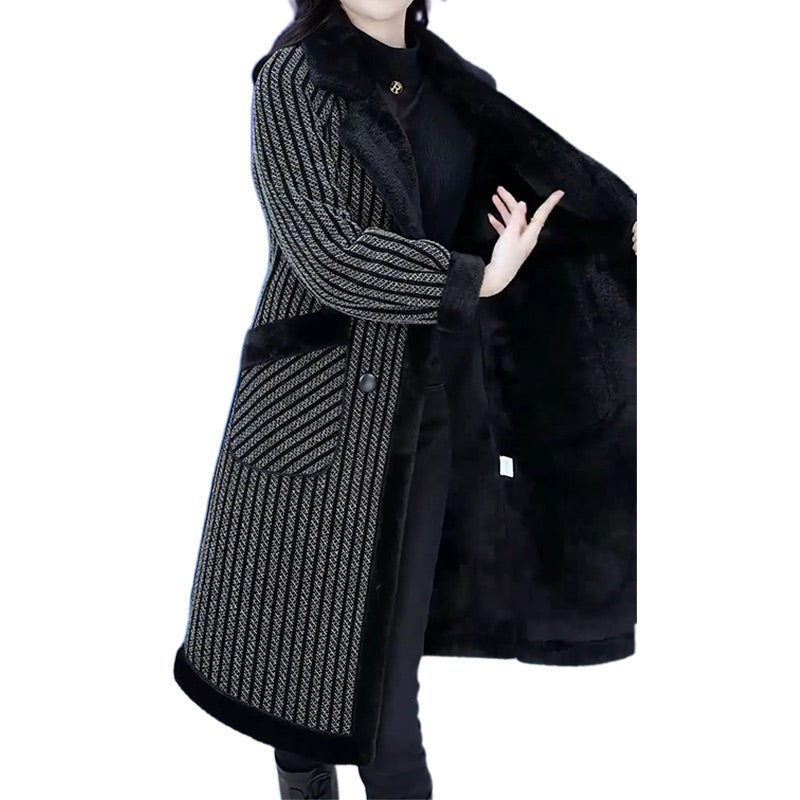 Faerla | Veste pour femme à double boutonnage et doublure polaire douce – Élégant manteau d'hiver mi-long