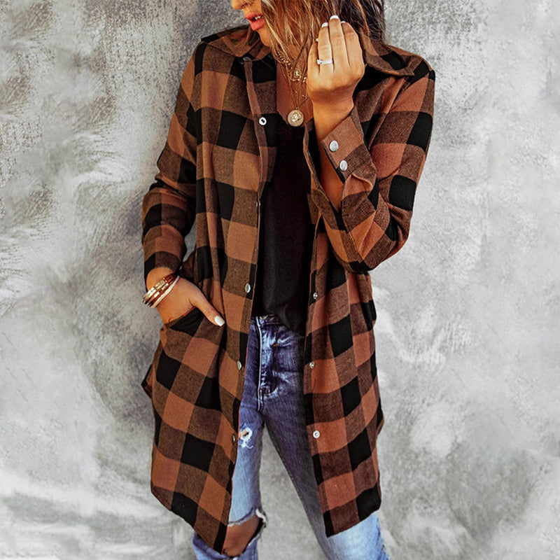 Iselina | Langes kariertes Hemd für Damen – Langärmlig, lässig, ideal als Overshirt für Herbst/Winter