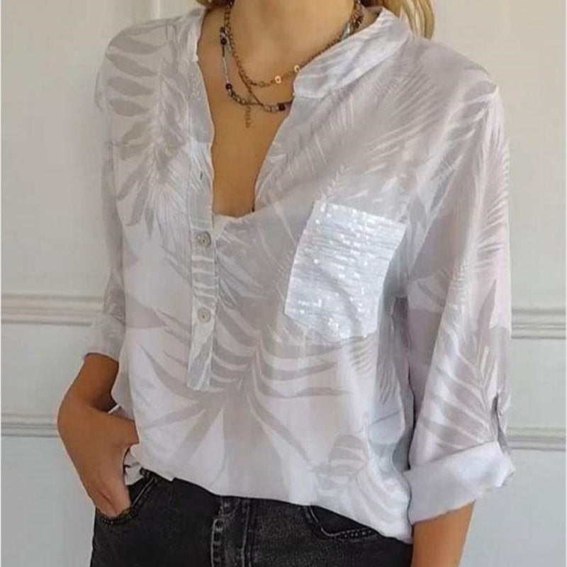 Paelyn | Chique blouse met print en V-hals – Casual en elegante damesblouse