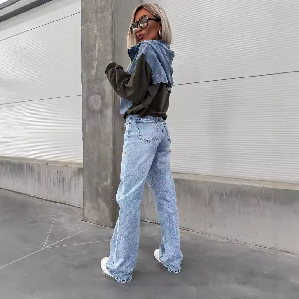 Ardina | Denim jas met capuchon en trekkoorden, casual streetstyle bovenkleding