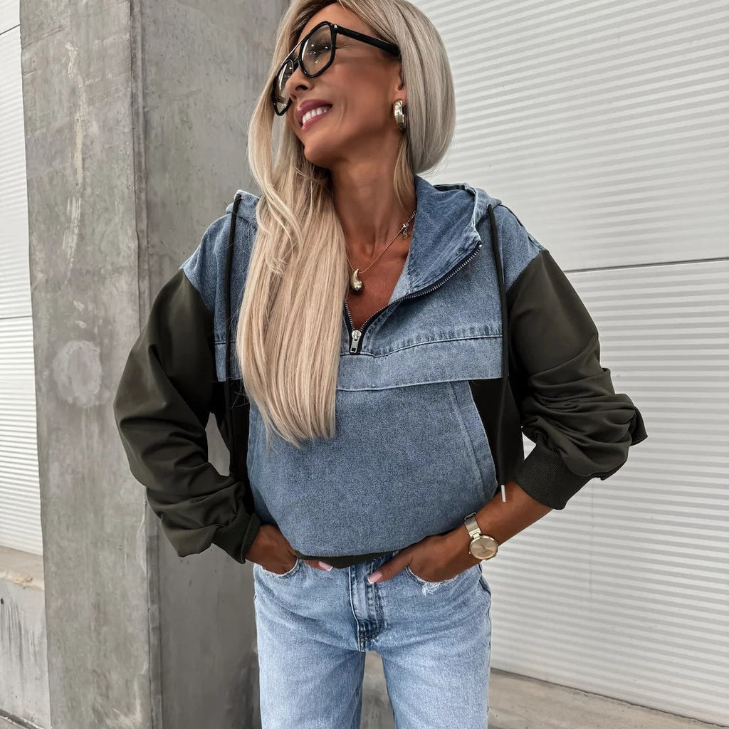 Ardina | Denim jas met capuchon en trekkoorden, casual streetstyle bovenkleding