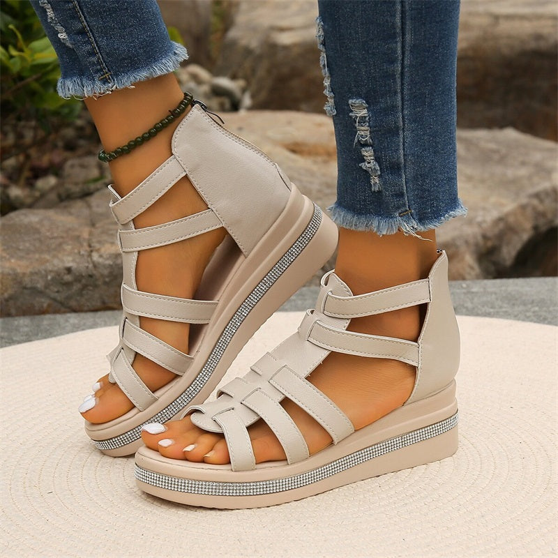 Valora | Chique sleehakken voor dames – Plateausandalen met kristallen accenten en zachte zool