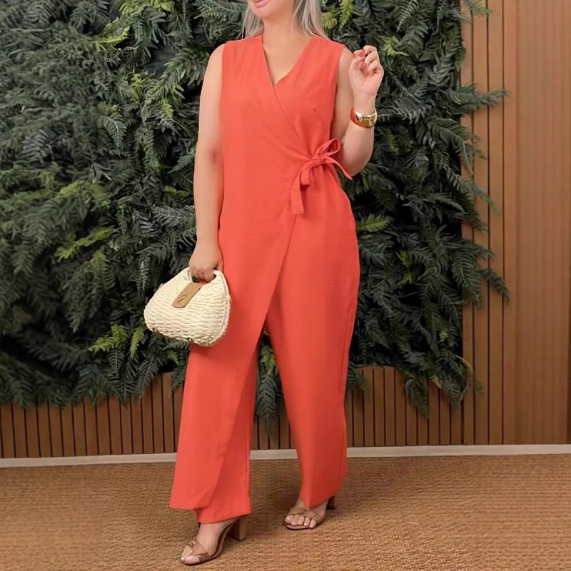 Mexina | Dames jumpsuit zonder mouwen met gekruiste bandjes – Zomerse casual loose fit