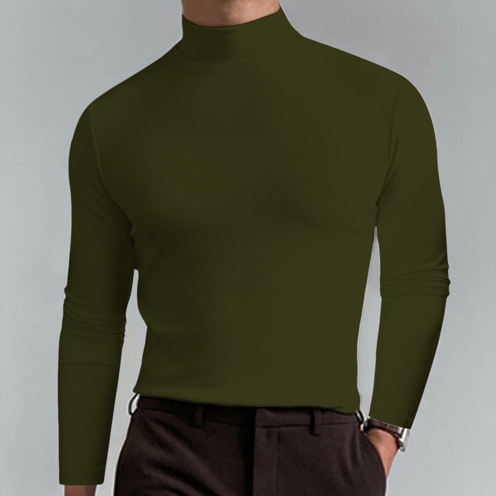 Gregen | Herren-Langarmshirt mit Stehkragen und schmaler Passform – Lässiges Basisshirt für Herbst/Winter