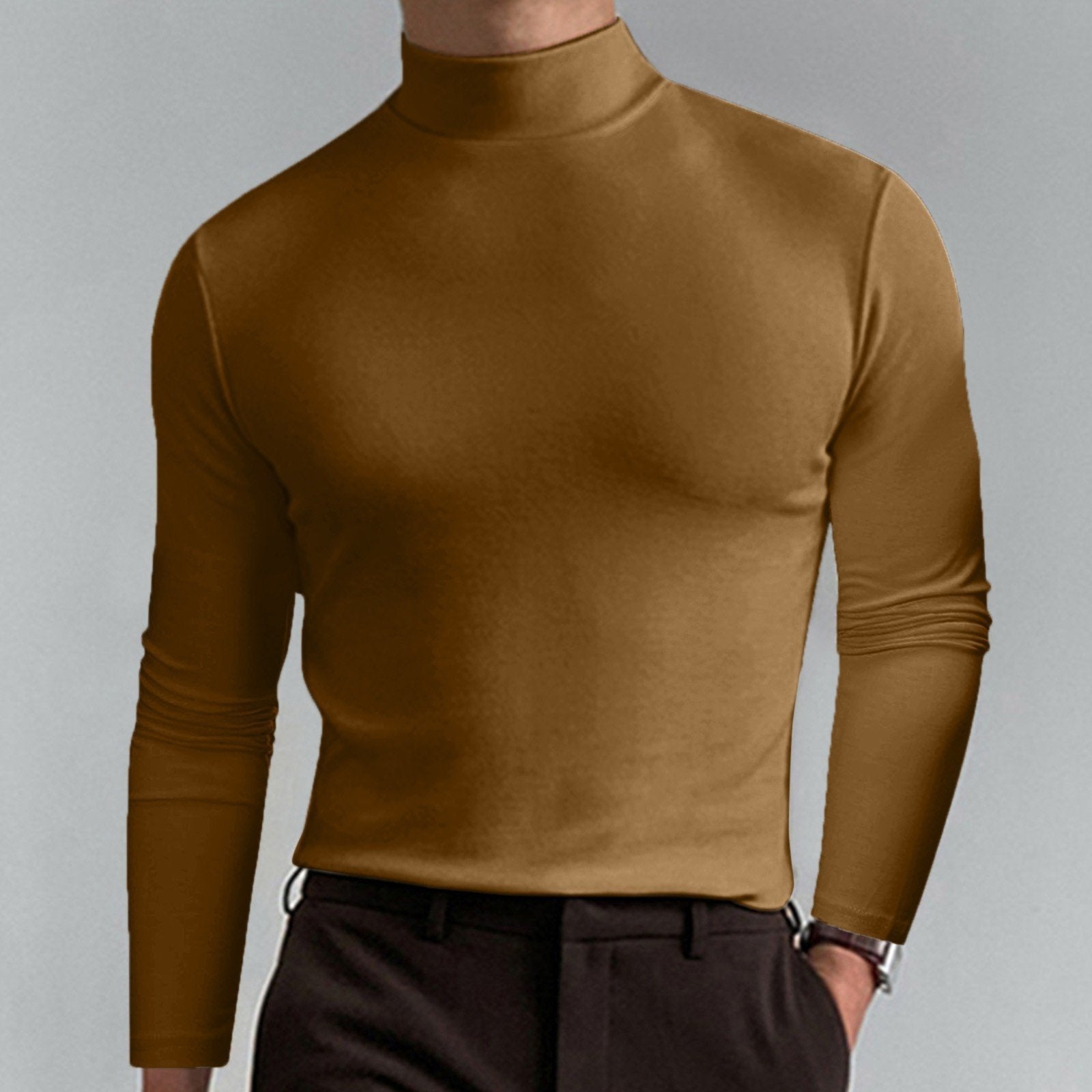 Gregen | Herren-Langarmshirt mit Stehkragen und schmaler Passform – Lässiges Basisshirt für Herbst/Winter