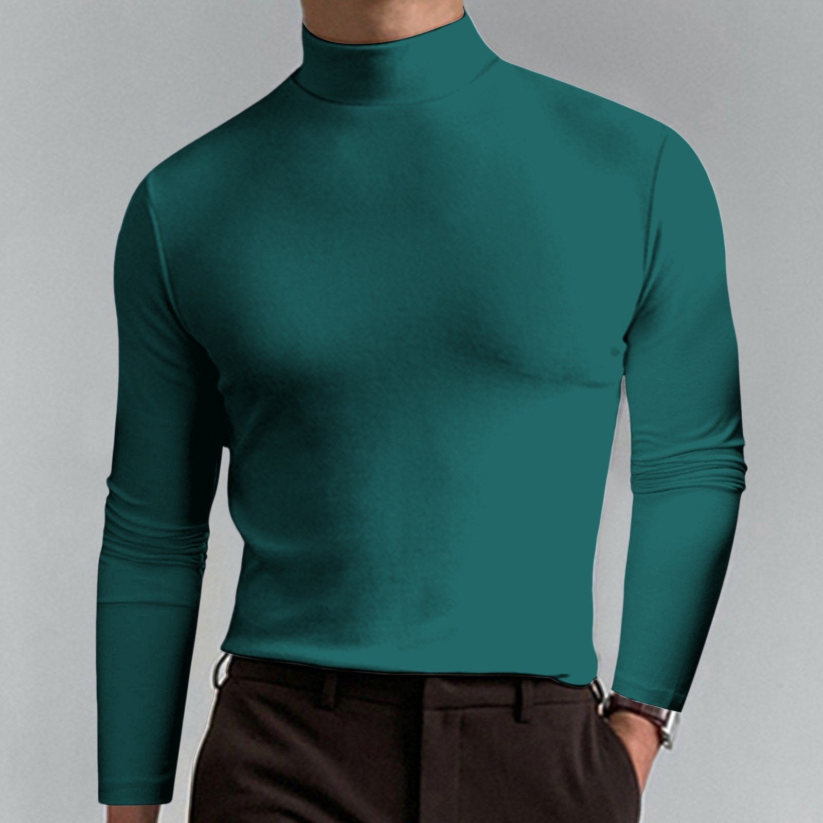 Gregen | Herren-Langarmshirt mit Stehkragen und schmaler Passform – Lässiges Basisshirt für Herbst/Winter