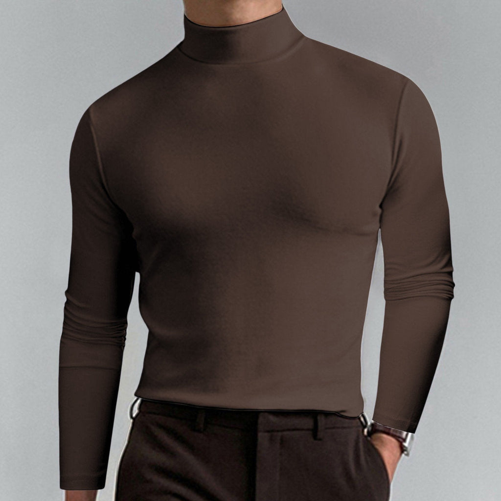 Gregen | Herren-Langarmshirt mit Stehkragen und schmaler Passform – Lässiges Basisshirt für Herbst/Winter