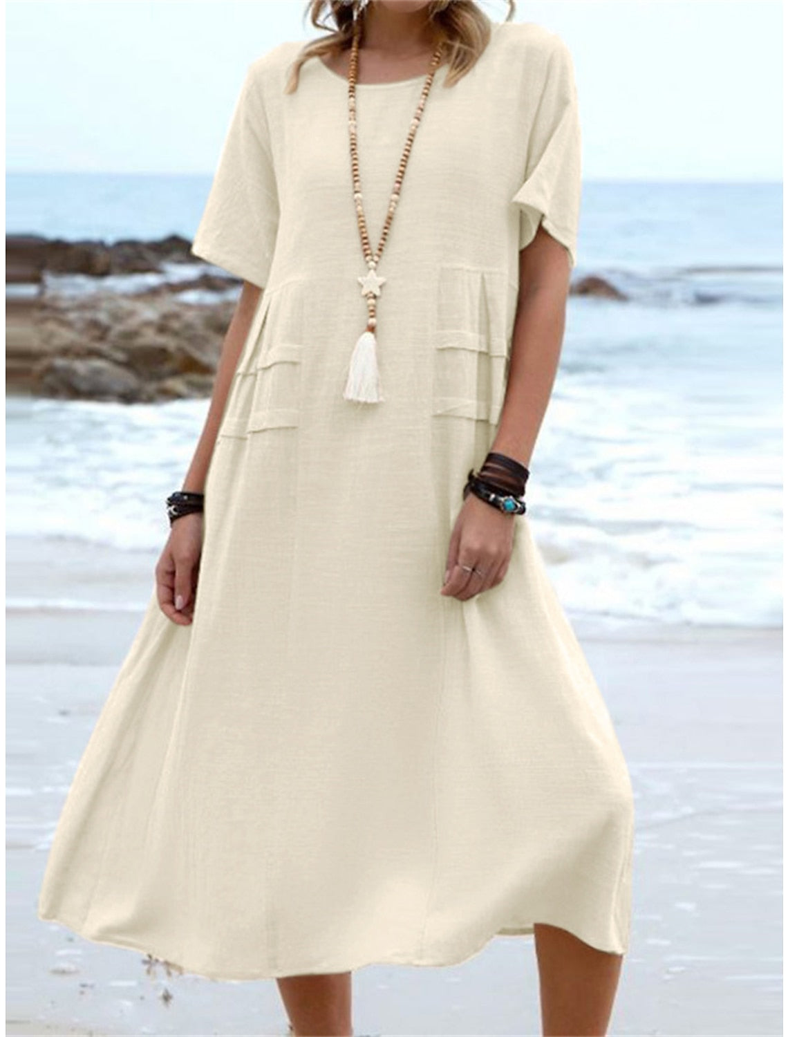 Suna | Zomerjurk voor dames – Elegante, luxe jurk met relaxte pasvorm