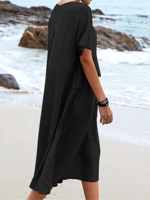 Suna | Zomerjurk voor dames – Elegante, luxe jurk met relaxte pasvorm