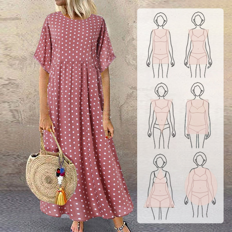 Mysira | Boho-maxi-jurk voor dames – zwierige zomerjurk met stippen