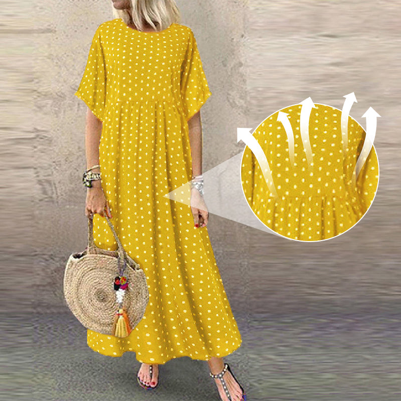 Mysira | Boho-maxi-jurk voor dames – zwierige zomerjurk met stippen