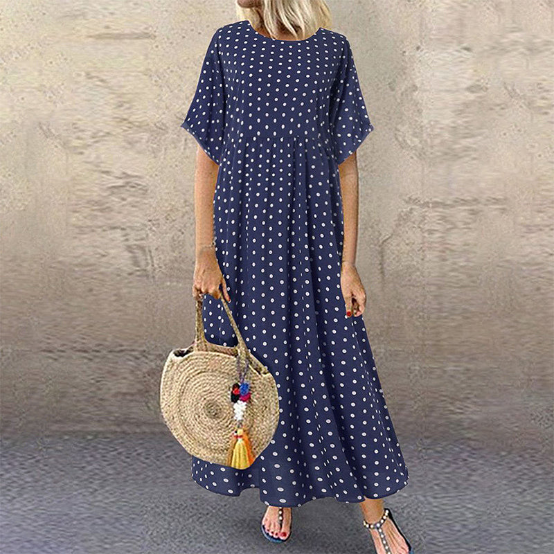 Mysira | Boho-maxi-jurk voor dames – zwierige zomerjurk met stippen