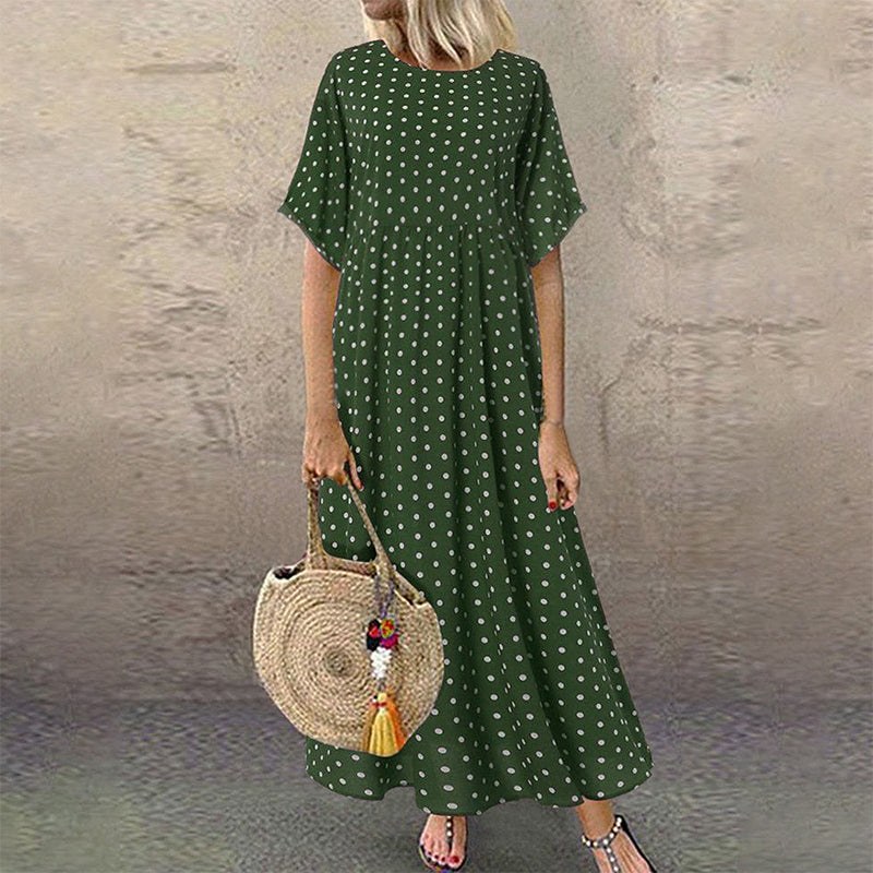 Mysira | Boho-maxi-jurk voor dames – zwierige zomerjurk met stippen