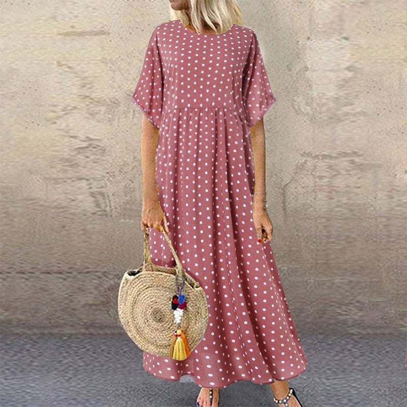 Mysira | Boho-maxi-jurk voor dames – zwierige zomerjurk met stippen