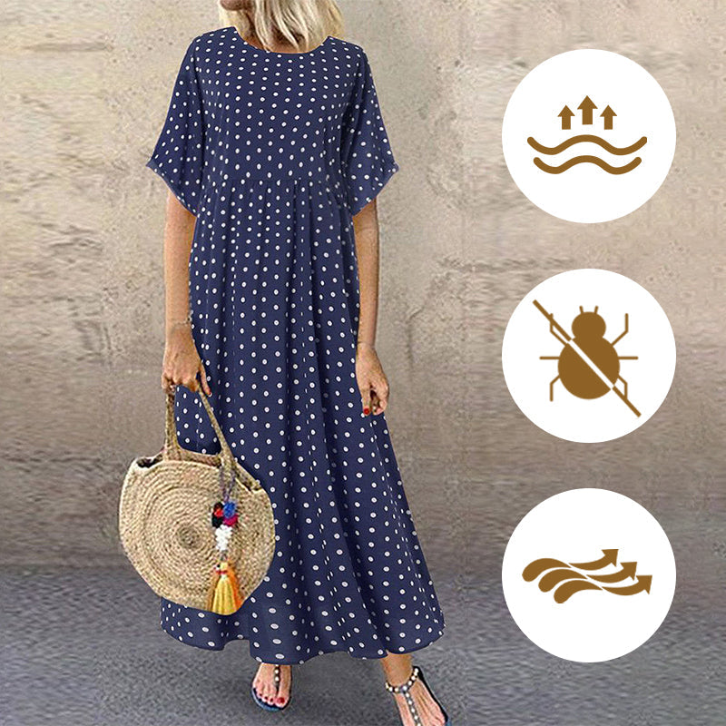 Mysira | Boho-maxi-jurk voor dames – zwierige zomerjurk met stippen