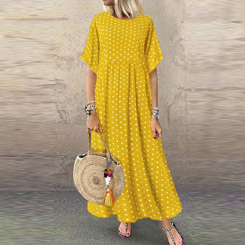 Mysira | Boho-maxi-jurk voor dames – zwierige zomerjurk met stippen