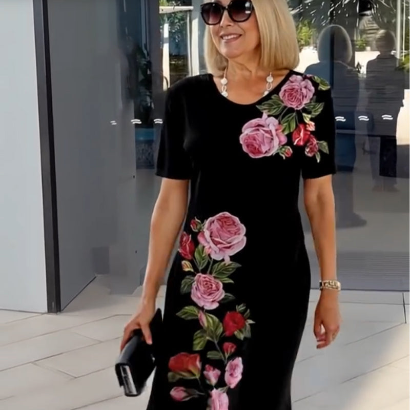 Anavie | Midi-jurk met bloemenprint voor dames – Klassieke jurk met print op halflange lengte