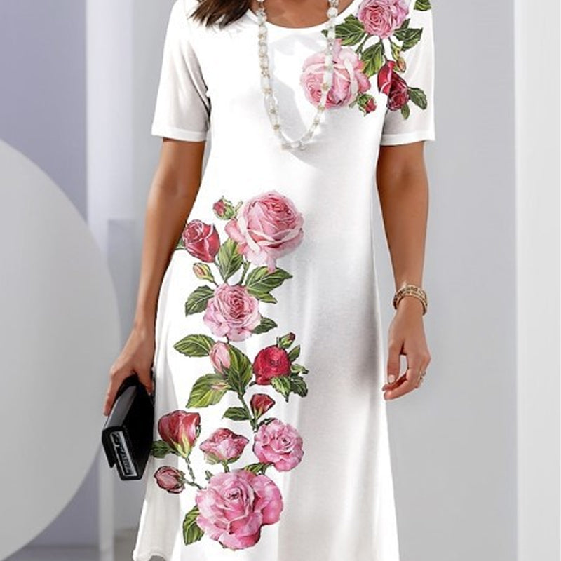 Anavie | Midi-jurk met bloemenprint voor dames – Klassieke jurk met print op halflange lengte